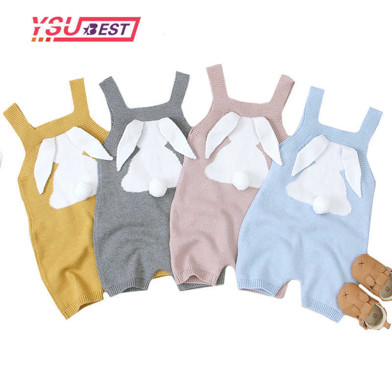 

0-3y Baby Girl Rompers Bunny Big Ear Rabbit Knitted Boy Clothes borns Infant Jumpsuits Outfits Sleeveless Children's Overalls 210722, 82w405 black