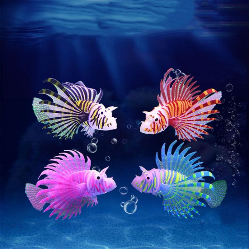 

Decorations Aquarium Artificial Luminous Lionfish Fish Tank Aquatic Landscape Silicone Jellyfish Glow In Dark Underwater Ornament
