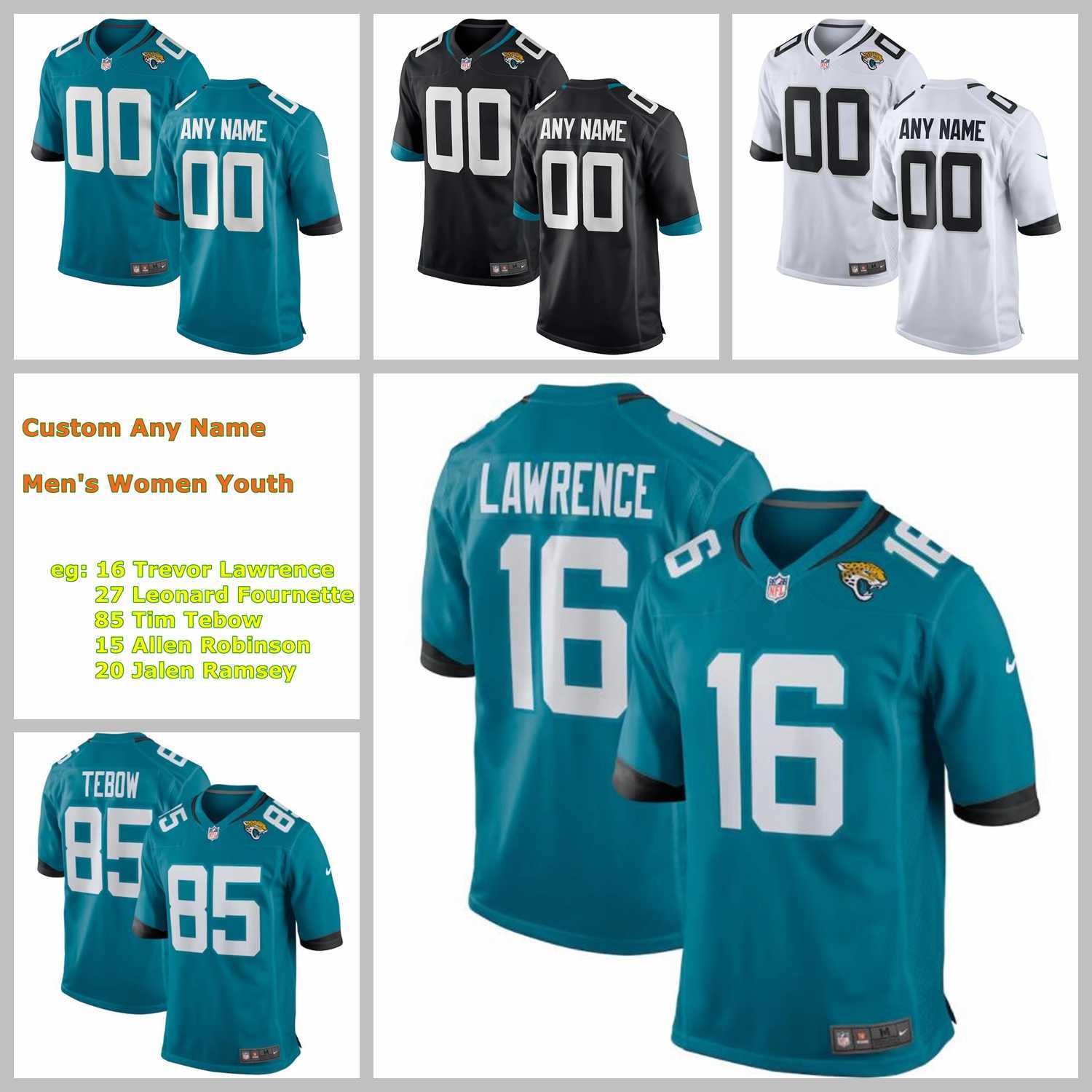 

2021 American Football Jacksonville Jaguars Colts Custom Jersey Fred Taylor A.J. Bouye Gardner Minshew II Josh Allen Blake Bortles Jalen Ramsey Stitched Size S-XXXL, As photo