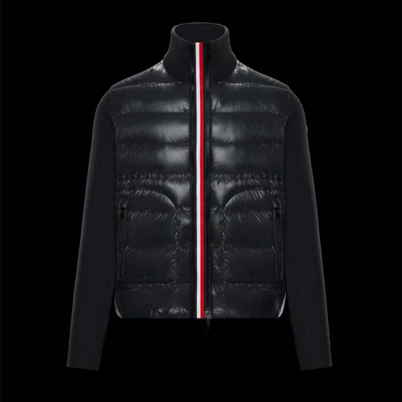 

21 French High-Quality Men's And Women's Long Sleeved Knitted Alphabet Panel Down Jacket Leisure Outer Fashion Outdoor Jacket Desi, Black