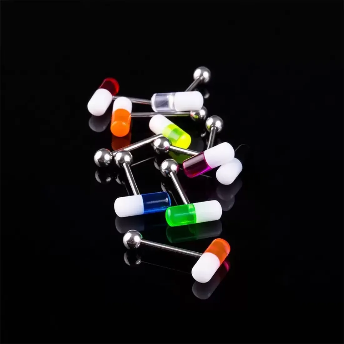 

Genuine Fashion Pill Tongue Nail Rings Sexy Simplicity Human Body Puncture Eyebrow Nails Metal Trendy 2 6kq Y2, Silver
