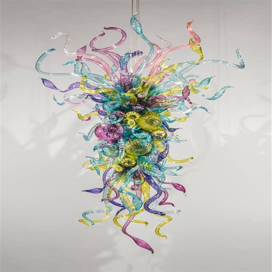 

Modern Mouth Blown Pendant Lamps Borosilicate Murano Glass Dale Chihuly Art Country Style Pretty Colored Light Fixtures