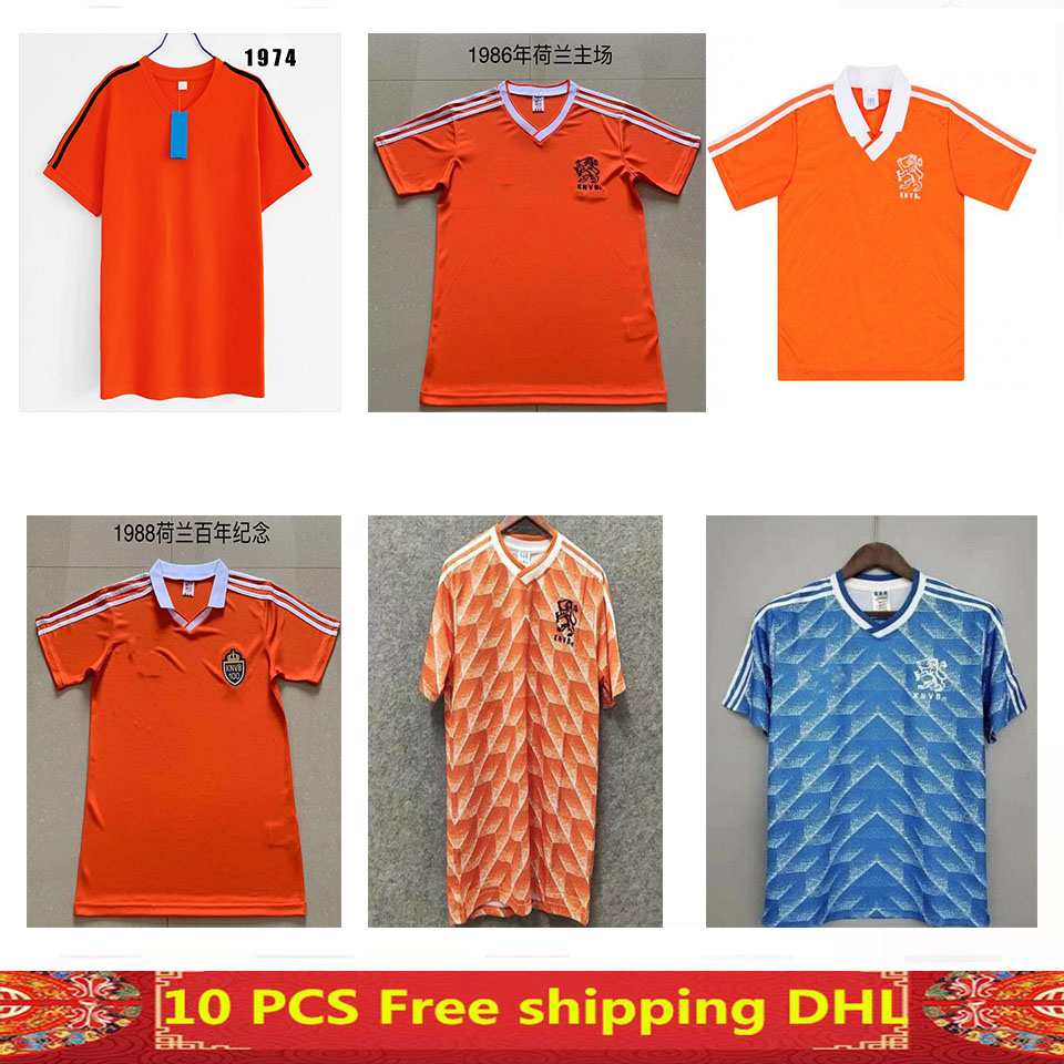 

quality 1986 1988 1992 1990 Netherlands Retro soccer jersey maillot de foot Size S-XXL, Black;yellow