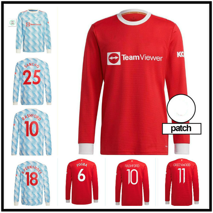 

Long Sleeve 21 22 Manchester SANCHO Soccer Jerseys man 2021 2022 utd CAVANI POGBA RASHFORD MARTIAL UNITED Football shirt Uniform