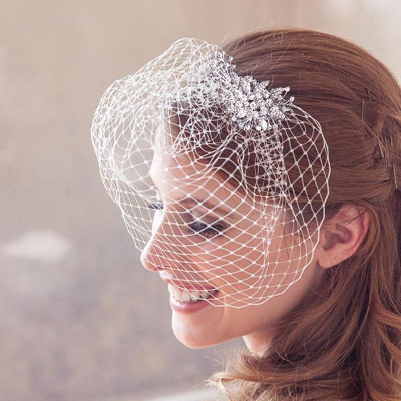 

Headpieces 2021 Hair Accessories Silver Birdcage Veil With Crystals Evening Fiesta Party Headpiece Bridal Headwear