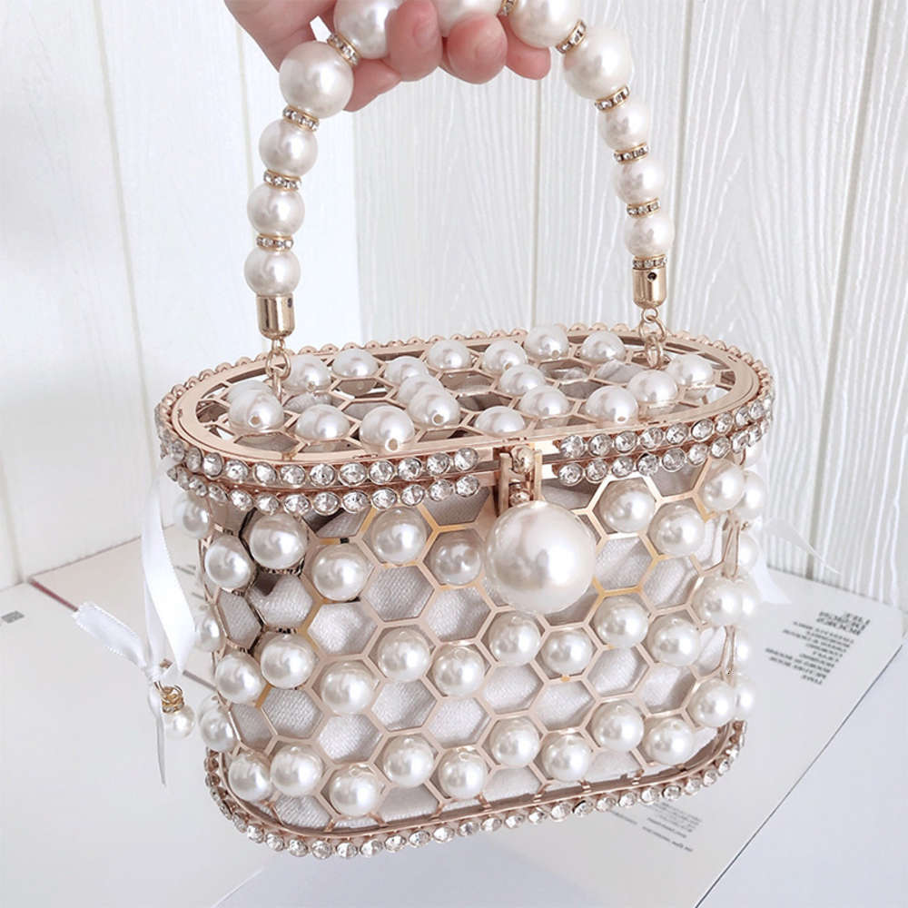 

2021Designerwomen pearl party wedding cage bridal evening purse hand bag