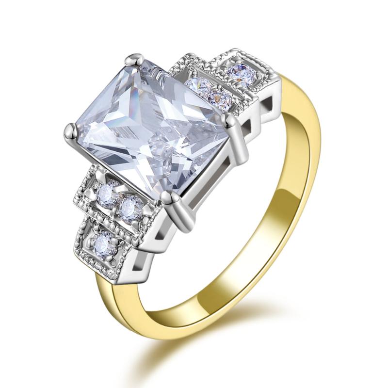 

Wedding Rings SuoHuan Size 6-10 Claw Womens Ring White Zirconer Stone Crystal Gold Filled Female Finger Band Engagement Jewelry Gift