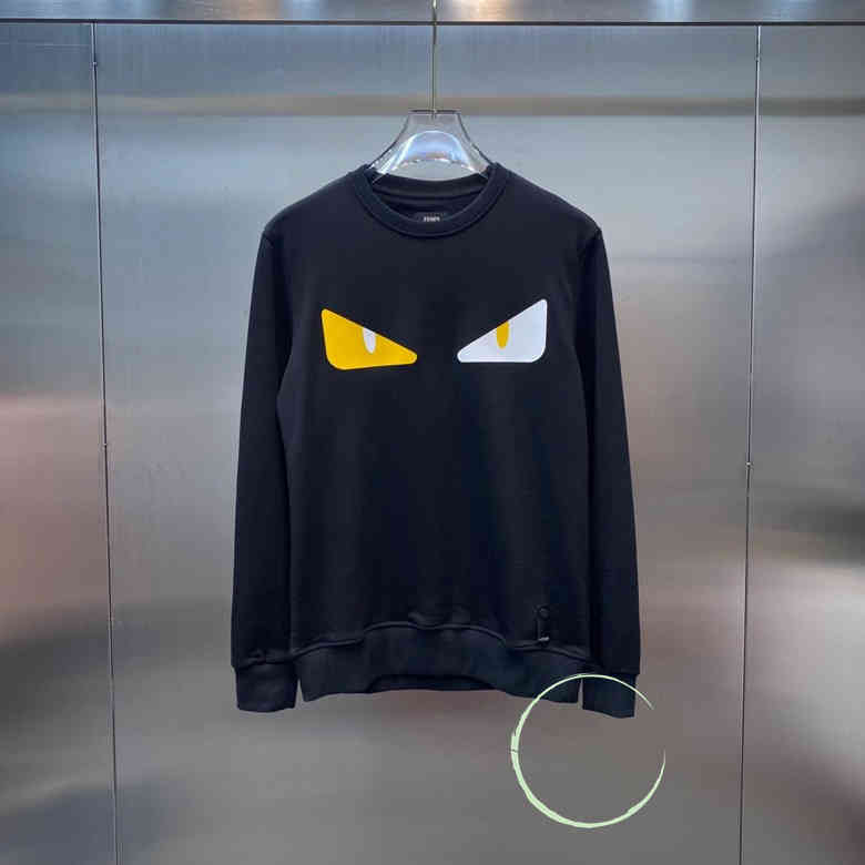 

Fend new laofoye little monster color matching devil eye T-shirt Pullover casual long sleeve men's and women's sweater, Black