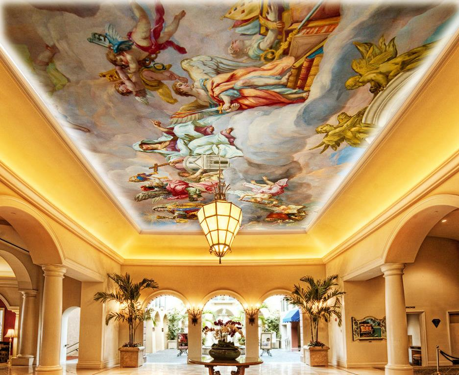 customized Hand-painted three-dimensional oil painting wallpapers 3d ceiling murals wallpaper-image-735374373