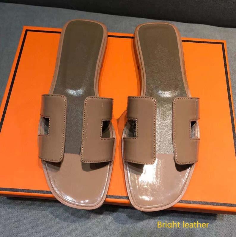 

High Quality With Box Classics Woman Slippers Slide Shoes Leather Flat Sandals Fashion Slides Rubber Ladies Beach Women Slipper, #1