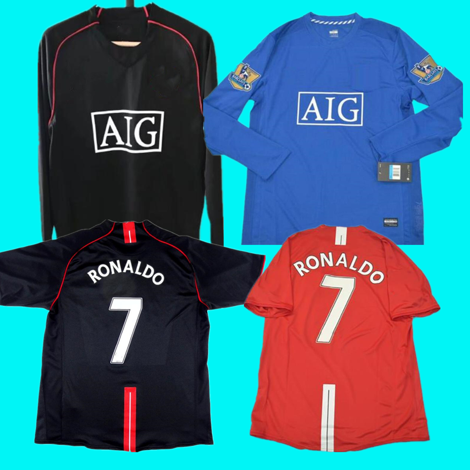 

07 08 RONALDO Retro Jersey Classic Vintage SCHOLES Soccer jerseys 2007 2008 ROONEY football shirt GIGGS maillot de foot, 07/08 +patch