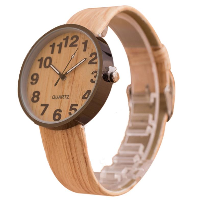 

Wristwatches 2021 Watches Style Wood Grain Leather Quartz Watch Women Dress Men Business Casual Bracelet, Khaki