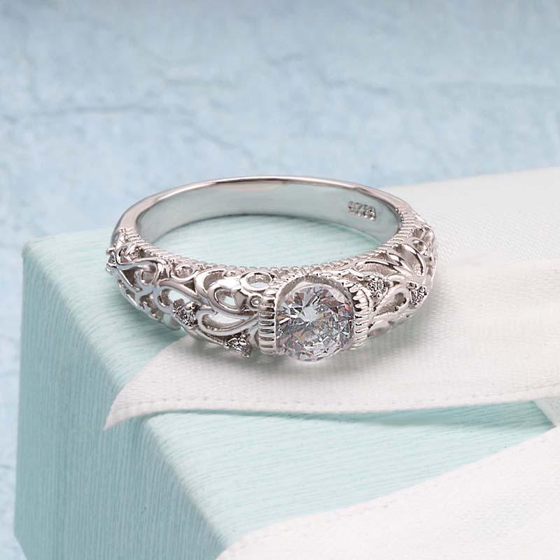 

Cluster Rings Classical Cubic Zirconia Forever Wedding For Women 14K Gold Color Solitaire Rhinestones Lovers' 925 Anillos Ring Jewelry