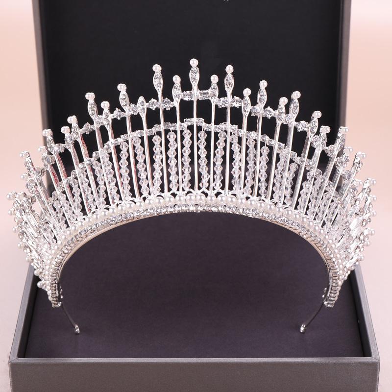 

Hair Clips & Barrettes Luxury Rhinestone Bride Silver Crown Accessories Fashion Handmade Crystal Head Jewelry Ladies Wedding Pearl Headband, Golden;silver