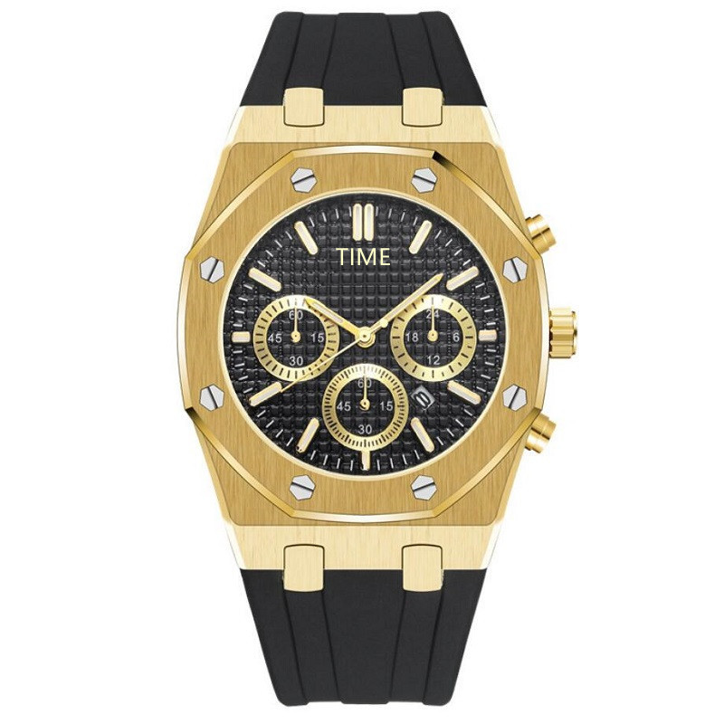 

2021 New gold men business watch fashion Gentalmen luxury watches black silicone automatic quartz wristwatch silver male clock wholesale and retail casual reloj