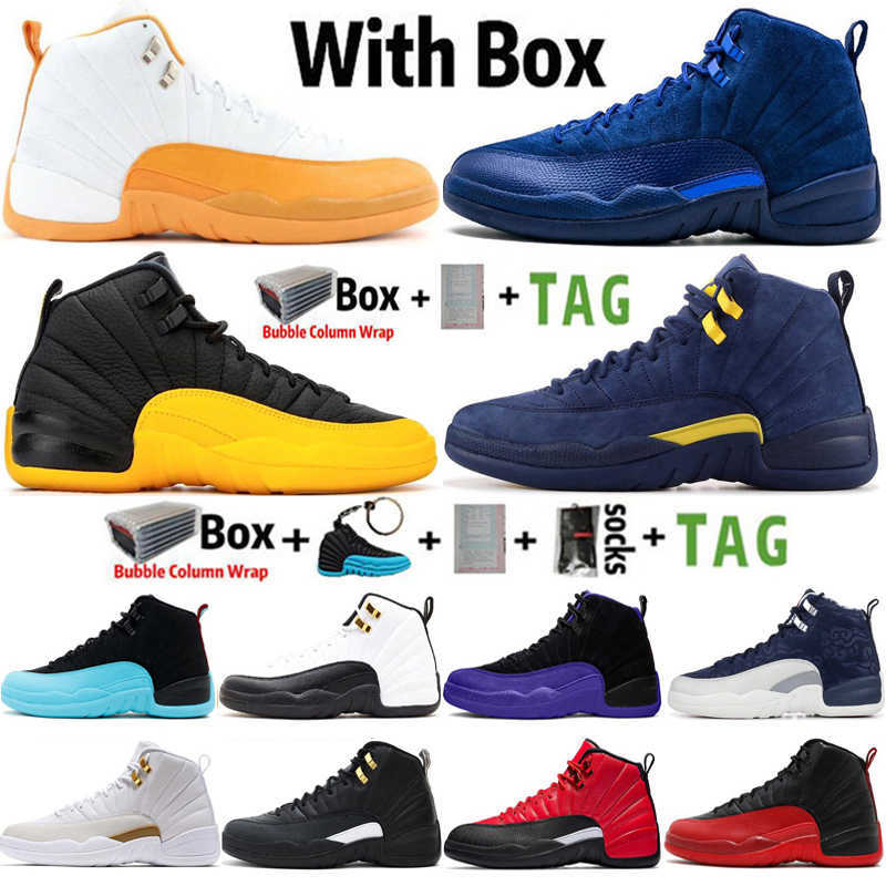 

2021 Arrival High Jumpman 12 12s Mens Basketball Shoes Deep Royal Blue University Gold Taxi Dark Concord Sneakers Sport Trainers Size 13