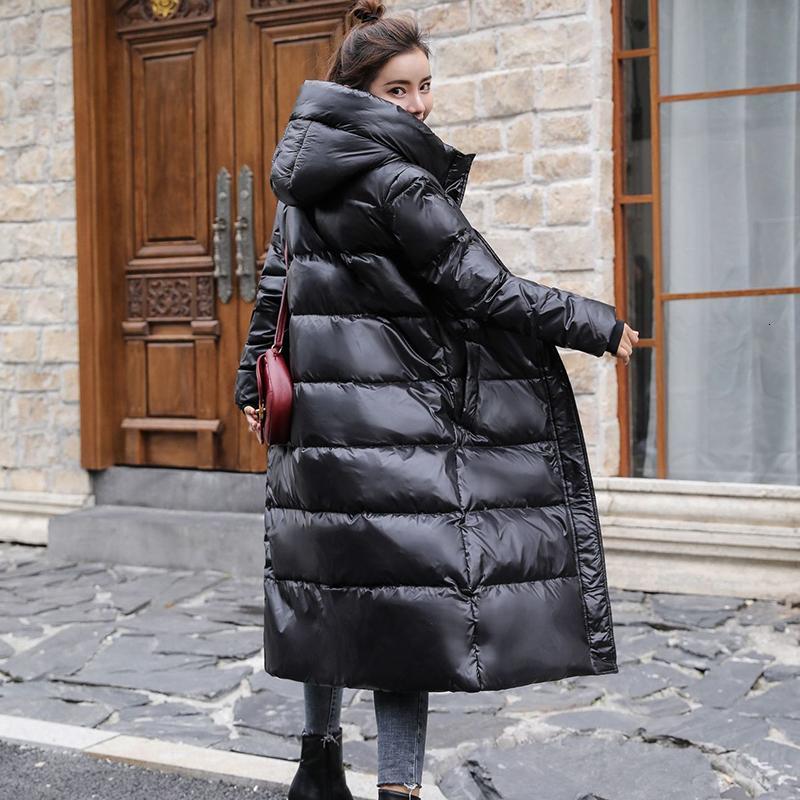 

Women's Down & Parkas Jackets Long White Duck Parka Female Winter Jacket Thick Coat Warm Clothes Slim Fashion Loose Outerwear 4TW9, Black