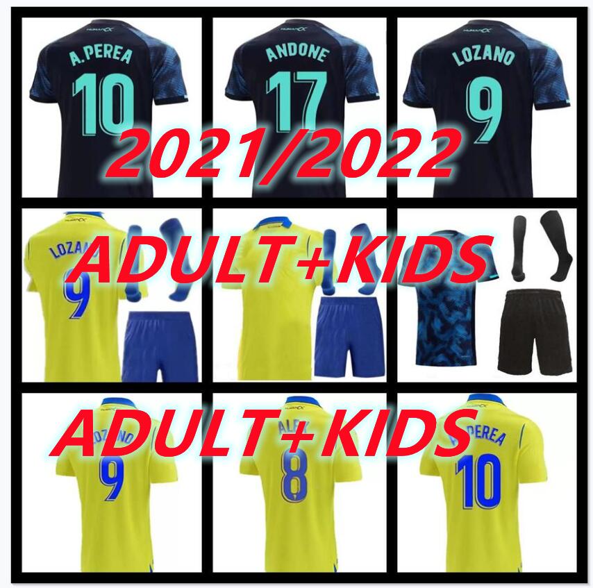 

2021 2022 Cadiz soccer jerseys CÁDIZ CF Negredo camisetas de fútbol LOZANO ALEX Bodiger Juan Cala CAMISETA A LIGA 21 22 men kids kit+socks full sets football shirts TOP, Away