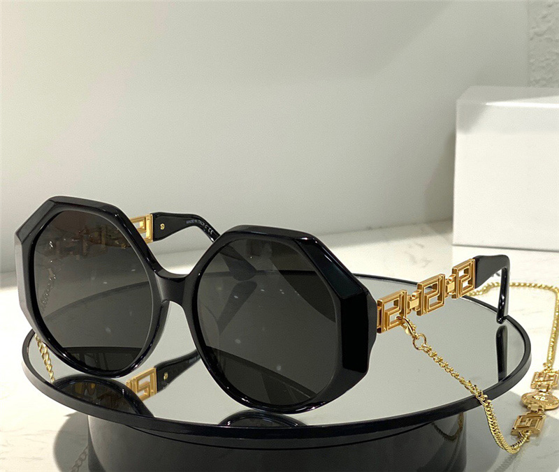 

Fashion designer 4395 Sunglasses for women trend vintage Polygon shape glasses with chain Summer Avant-garde Collocation Top quality Anti-Ultraviolet case