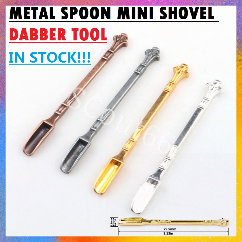 

Mini Dabber Tool Silver Gold Copper Gunmetal FOR Smoking Pipes Metal Shovel Wax Dab 80x6mm Reusable Concentrate Spoon Vaporizer Accessories GOOD