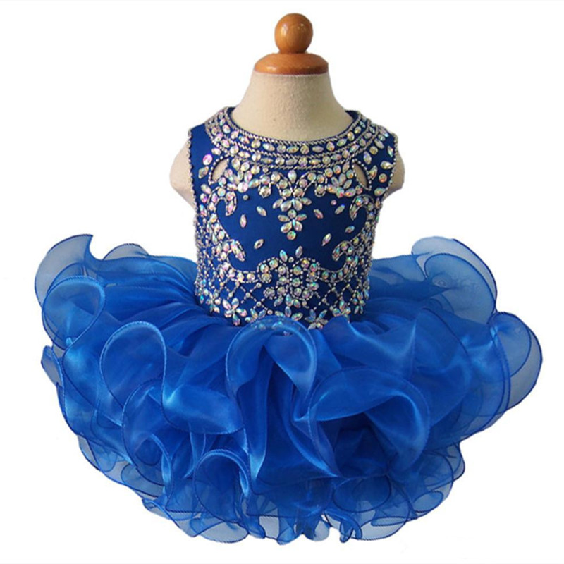 

Royal Blue Toddler Baby Girl Dresses with Ruffled Skirt, White