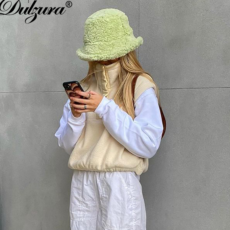 

2021 autumn winter women lambswool vest teddy sleeveless loose oversized streetwear casual patchwork pullovers, Black;gray