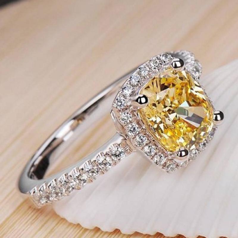 

Wedding Rings Luxurious Ring Size 4 4.5 White Yellow Pink Semi-precious Stone Oval Female Stainless Steel For Women Square