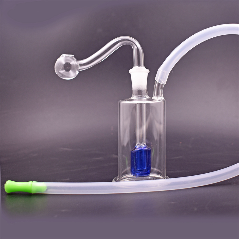 

Portable Glass smoking pipe Bong mini 10mm Female oil burner Hookah Thick Pyrex Heady Travel recycler Bongs Oil Rigs with oil bowl and hose