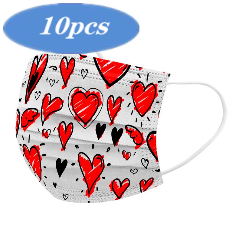 

Other Event & Party Supplies 10pcs Disposable Face MaskÂ adult Valentine's Day Heart Printing MasksÂ for Women Fashion 3ply Protective Masque