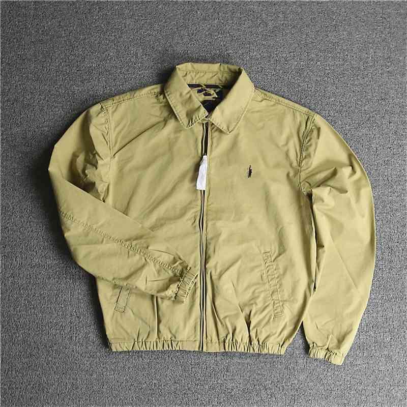 

Men's spring and autumn classic pony embroidered windproof jacket slim fitting Lapel washed thin, Royal blue