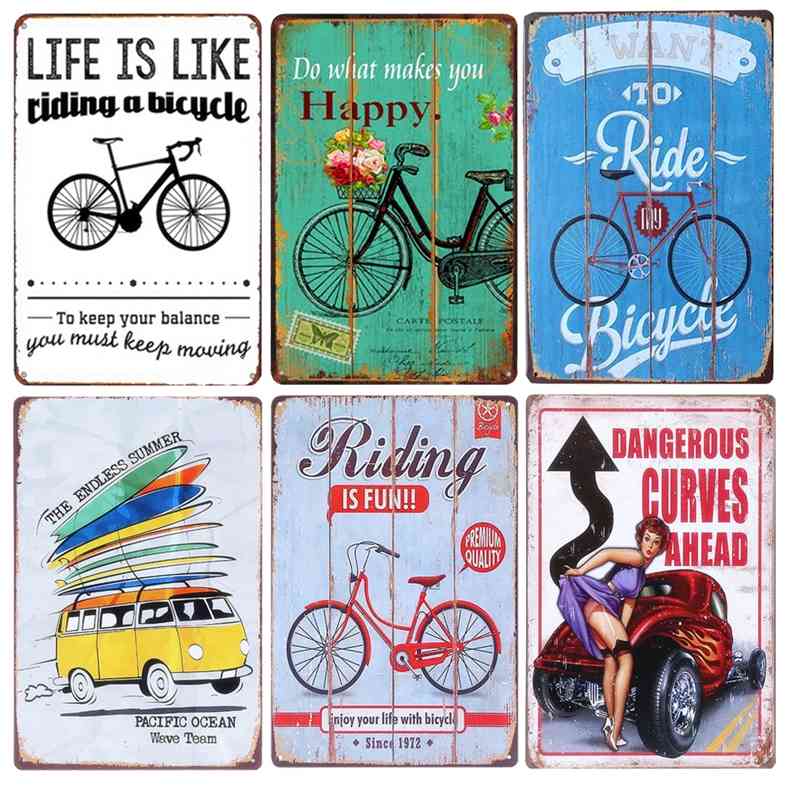 

RIDE BICYCLE Retro Metal Tin Signs BAR Home Decor Wall Posters Pub Decoration Beer Plates Life Is Like Riding Plaque N099