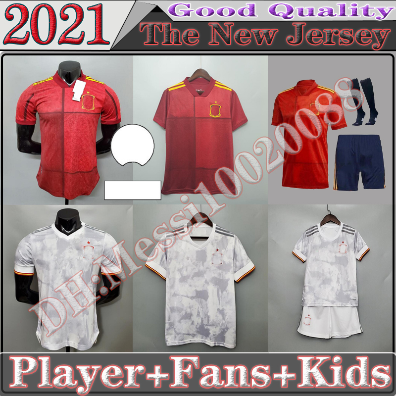 

TOP 2021 Spain soccer jersey Player Fsan version Camiseta EspaÃ±a PACO MORATA A.INIESTA PIQUE 20 21 European Cup ALCACER SERGIO ALBA men KIDS, Black;yellow
