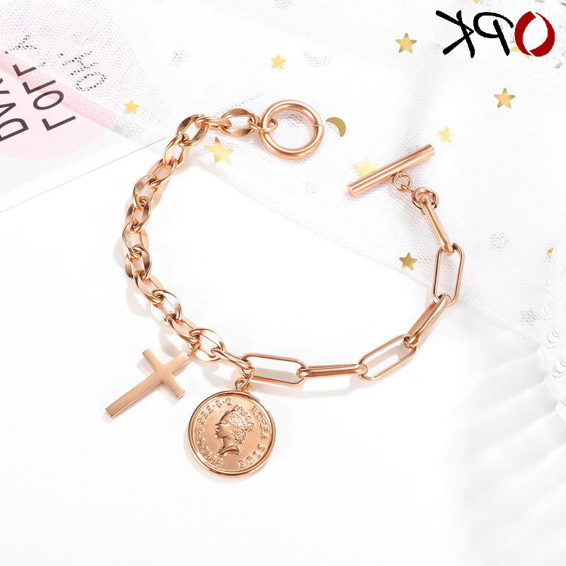 

minority cross CLASP BRACELET simple portrait coin titanium steel bracelet