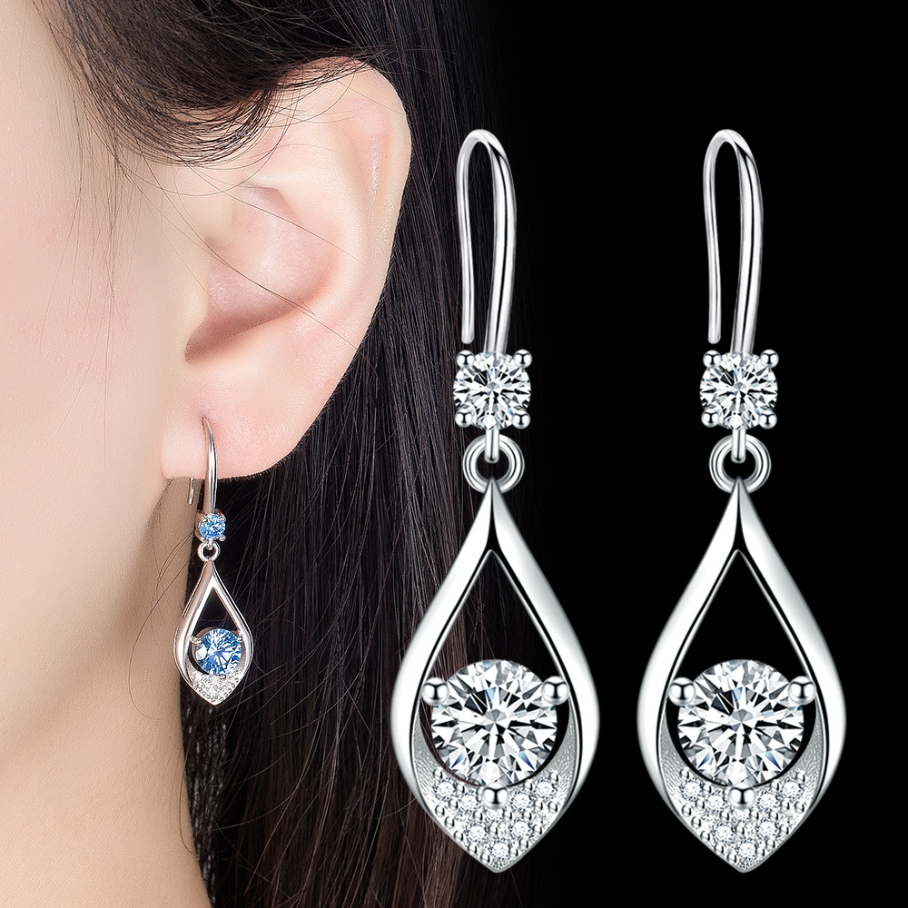 Fashion Drop Designer Dangle Earrings with CZ Diamond Crystal S925 Sterling Silver Wedding Jewelry Gift Wholesale-image-696601691