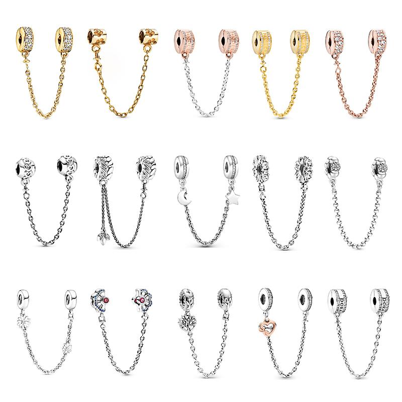 

Other Fashion Jewelry Women Bracelets DIY Safety Chain Charms Plata De Ley 925 Fit Original Sterling Silver Bangle Beads Gift