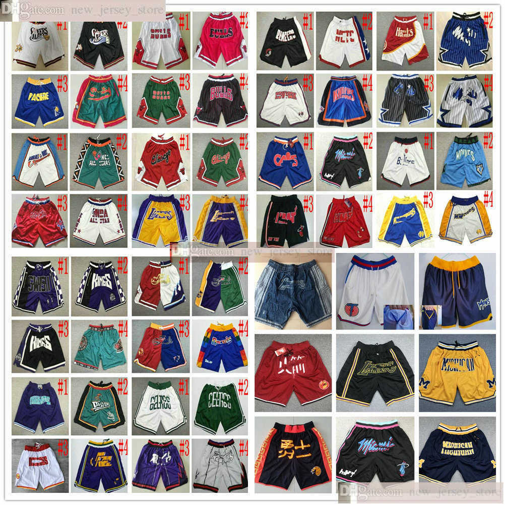 

Shorts All Team JUST DON Basketball Pocket Top Quality Retro Hip Pop Pant With Pockets Zipper Sweatpants Baseball Short Stitched and Digital, White;black