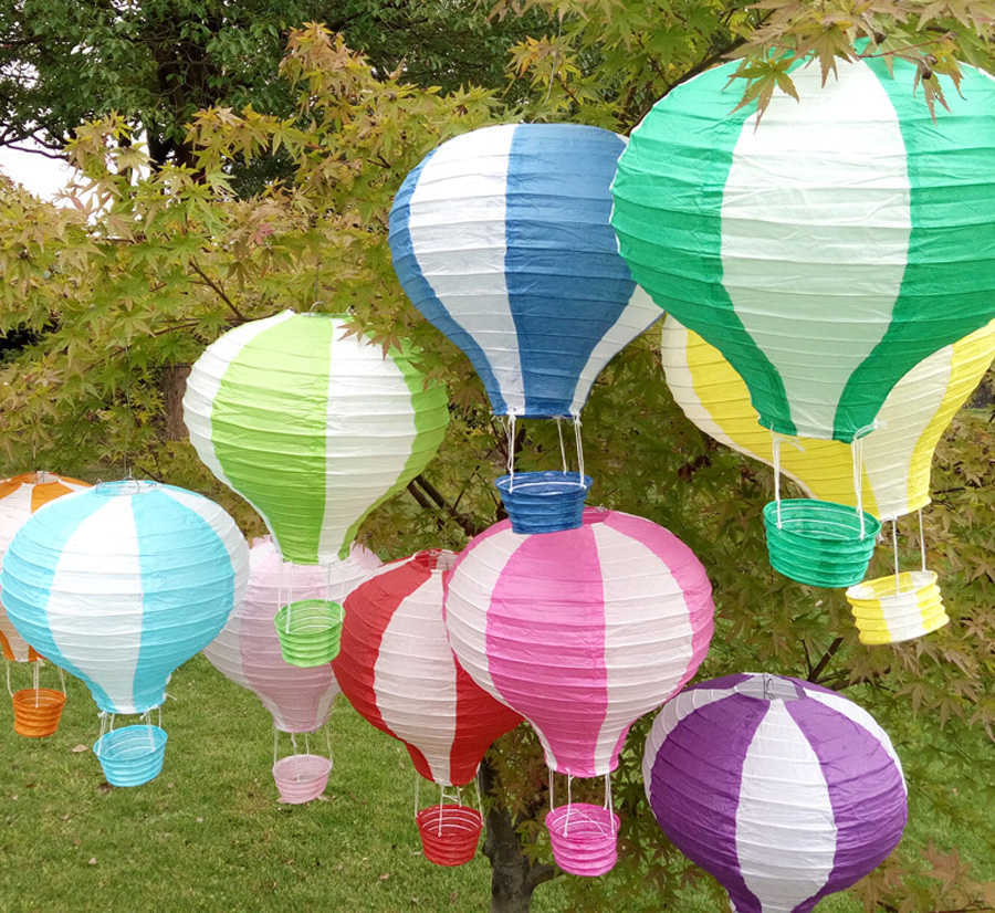 

10pcs/lot 12 inch(30cm*48cm) Multicolor Hot Air Balloon Paper Lantern ing Lanterns for Birthday Wedding Party Decor Gift Q0810