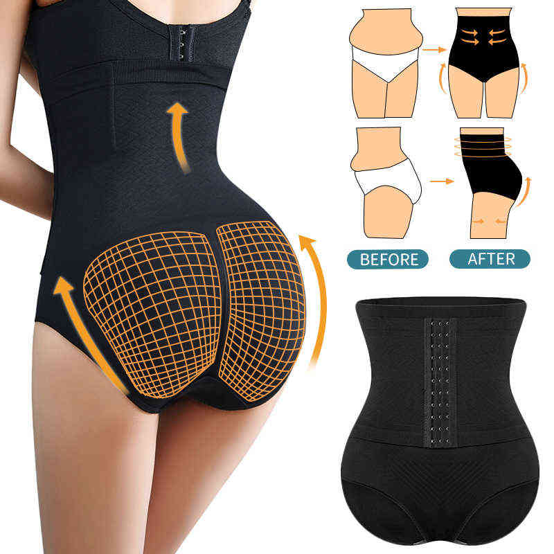 

High Shapewear Butt Lifter Waist Trainer Shaping Panties Hip Push Up Body Shapers Booty Enhancer Slimming Underwear Shorts, Black 1