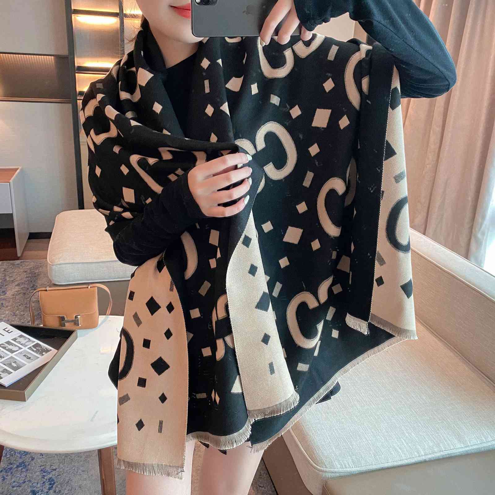 

70% OFF Design Versatile Bib imitation cashmere female autumn and geometric jacquard warm short beard tassel decorative thickened long scarf