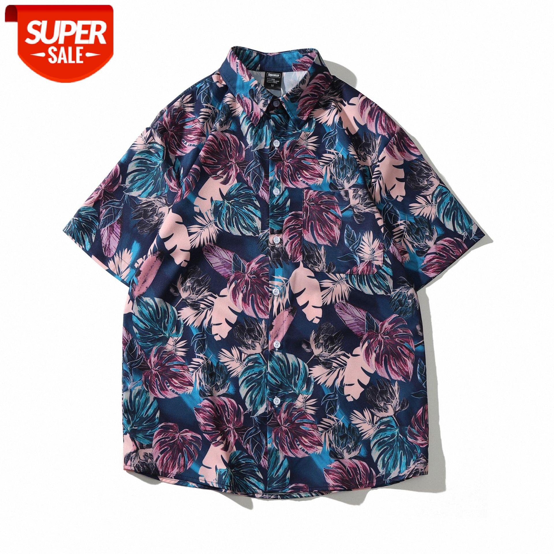 

Retro Floral Shirt Harajuku Beach Vacation Weiyi Loose Men and Women Vintage Short Sleeve #Ya8d, White;black
