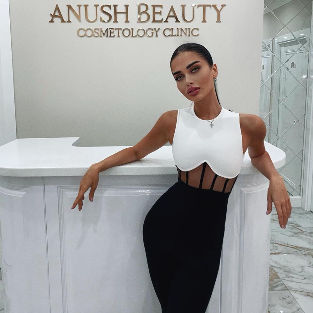 Women&#039;s Jumpsuits & Rompers Woman Bandage Jumpsuit High Quality Rayon Elegant White Black Wasit Long Pants Eleagnt Female Party We-image-705656185