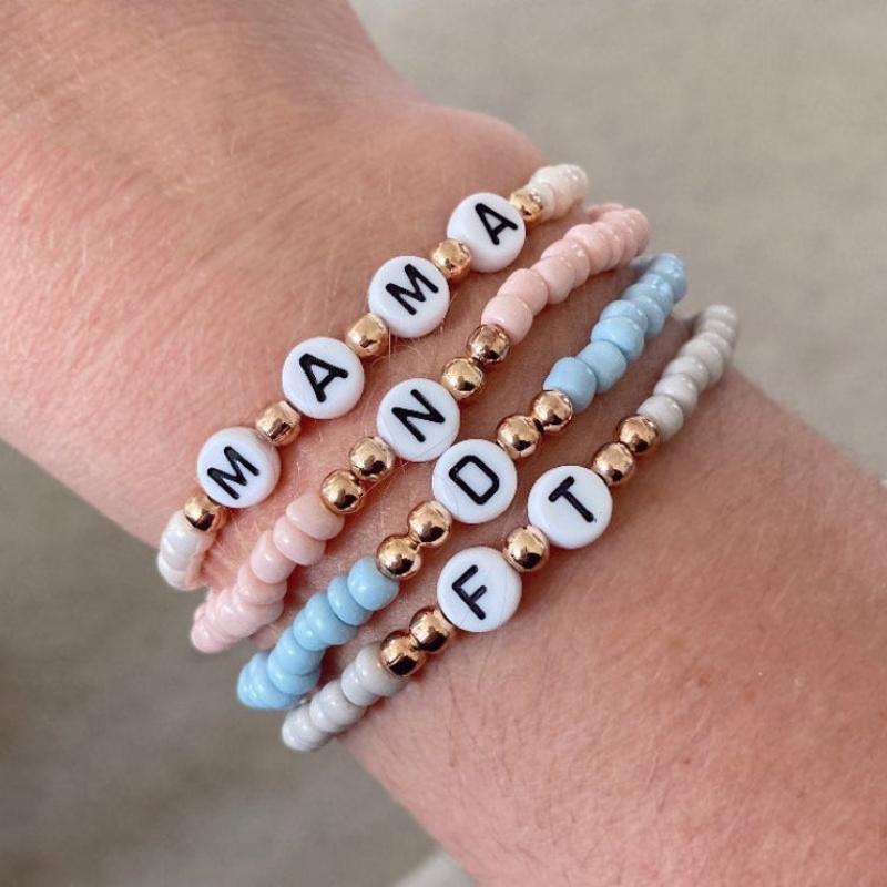 

Beaded, Strands Personalised Name Beaded Letter Bracelets Ladies Girls Bead Bracelet Mama Beads