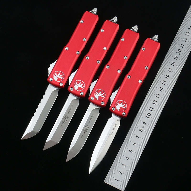 

Microtech UTX-85 Automatic knife UTX85 combat tactical knife Black and white D2 blade T6-6061 aviation aluminum alloy Outdoor survival tool