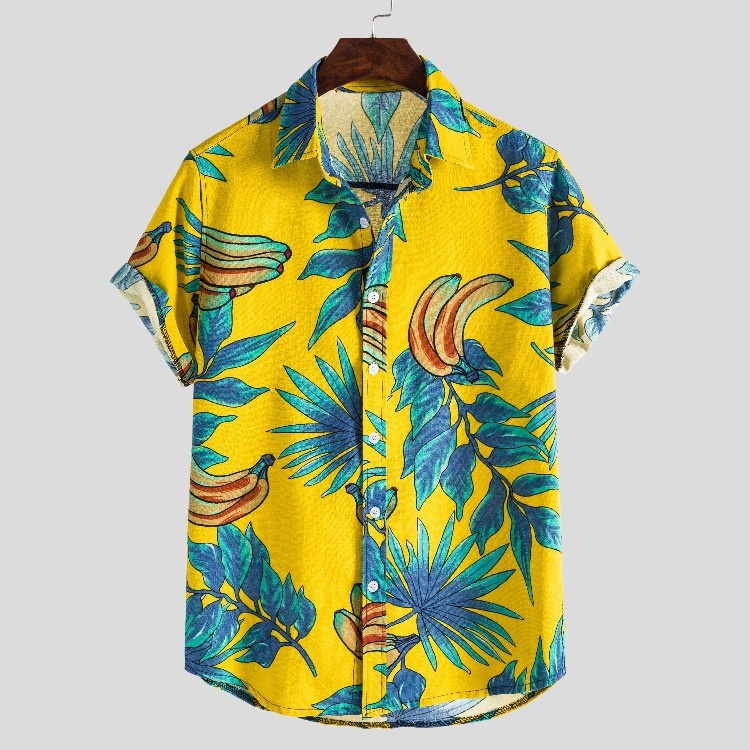 

Men's Fashion Shirts 2021 Hawaiian Floral Sleeve Fashion Size Tc80, White;black