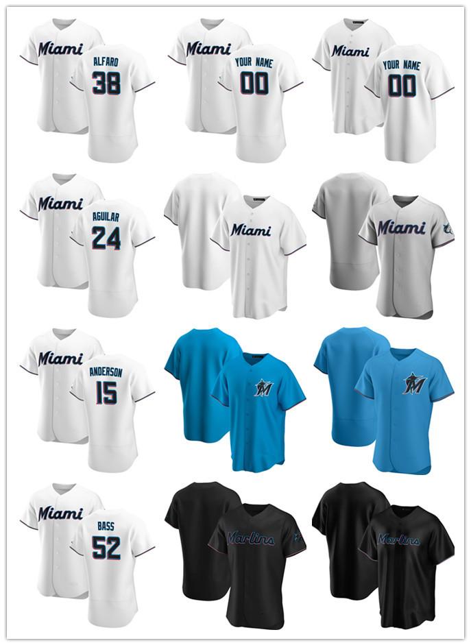 

Custom Jersey Men women Youth Miami Marlins 24 Jesus Aguilar 15 Brian Anderson 52 Anthony Bass 38 Jorge Alfaro Baseball Jerseys, Blue;black