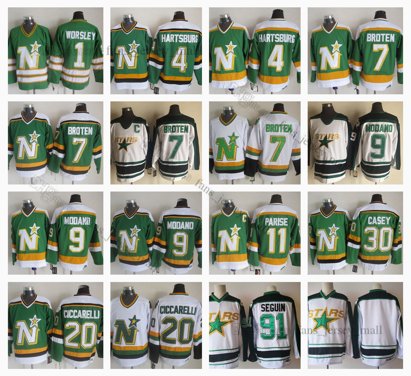 

Vintage CCM Buffalo Sabres Ice Hockey Jerseys 9 Mike Modano 30 Jon Casey 7 Neal Broten 20 Dino Ciccarelli 22 Brett Hull 23 Brian Bellows 91 Tyler Seguin, Same as picture