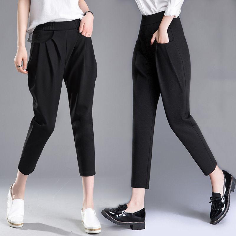 

Women 2021 Spring Summer Fashion Solid Color Harem Trousers Female High Waist Plus Size Ladies Loose Casual Pants N47 Women' & Capris, 8630 black qifen