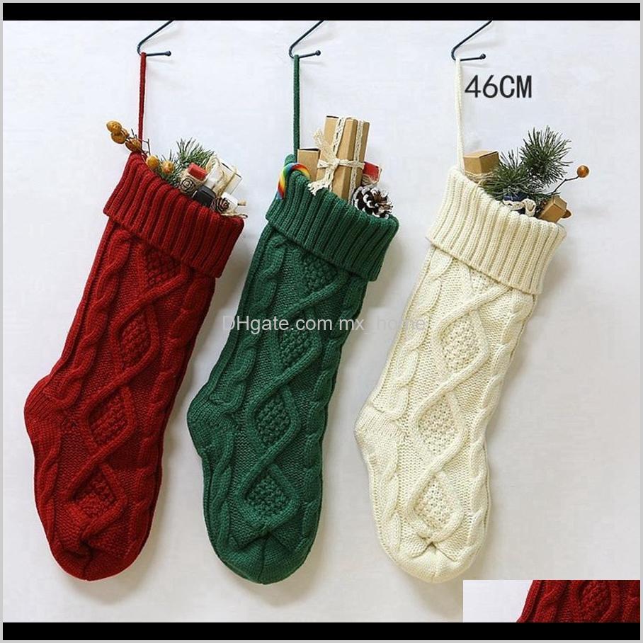 

46Cm Knitting Stockings Tree Solid Color Children Kids Gifts Candy Bags Christmas Decorations Rra3303 K3Tsu 6Qx2U