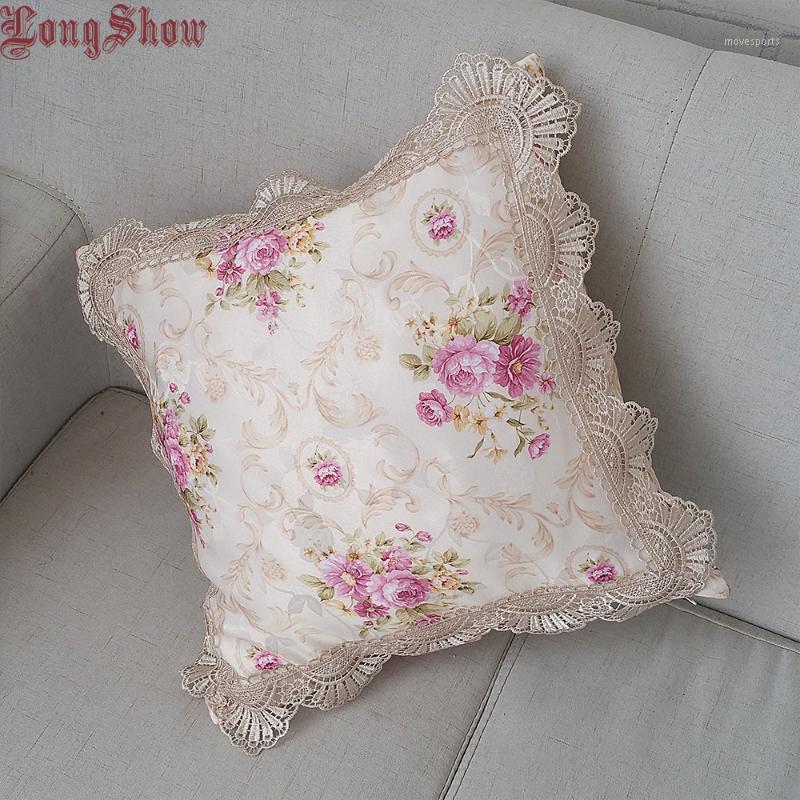 

Pillow Case Home Decorative 45x45cm Square Classic European Jacquard Floral Style Pink/Purple Color1, Pink floral