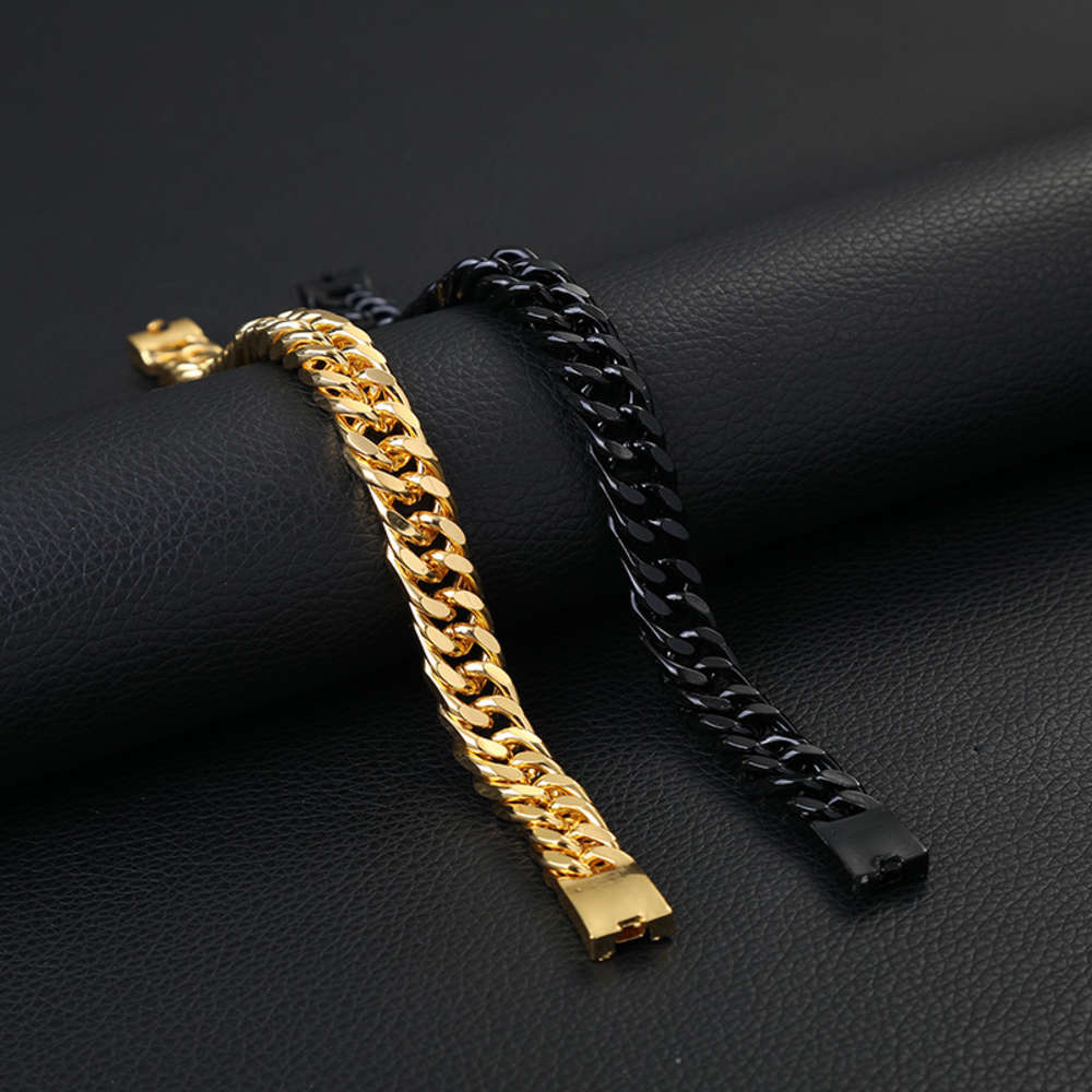 

Hiphop hip hop Bracelet trend double button gold plated men's flat hand accessories, Golden;silver